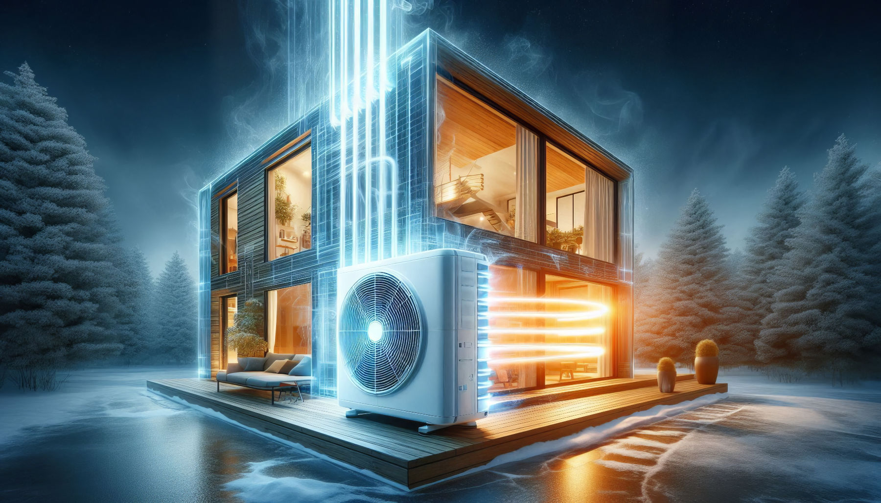 Modernes energieeffizientes Haus mit Wärmepumpe – zukunftssichere Heiztechnik